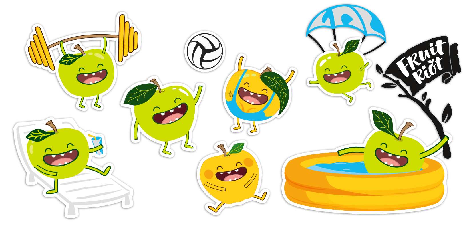 бренд герои для Fruit Riot
