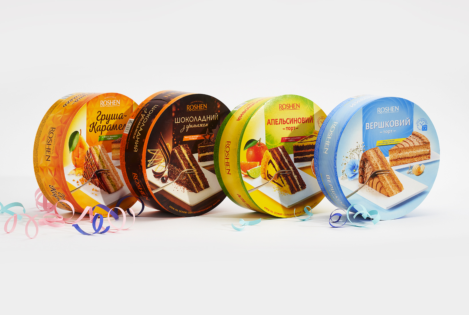 дизайн упаковки тортов Roshen round cake