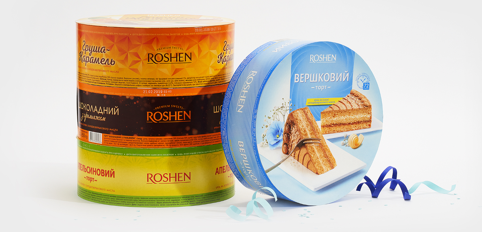 упаковки круглых тортов Roshen